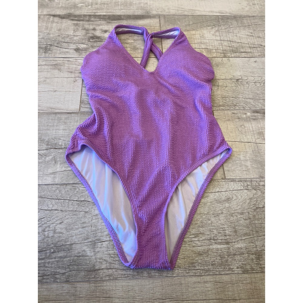 Becca by Rebecca Virtue Purple Textured One Piece Swimsuit V-Neck XXL 1611431 - Picture 4 of 11